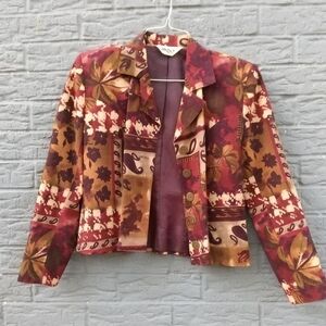 Women's Vintage Carlo Moda Colorful Cropped Jacket Fall Autumn Size 6